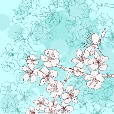 Vintage kartı kiraz çiçekleri ile