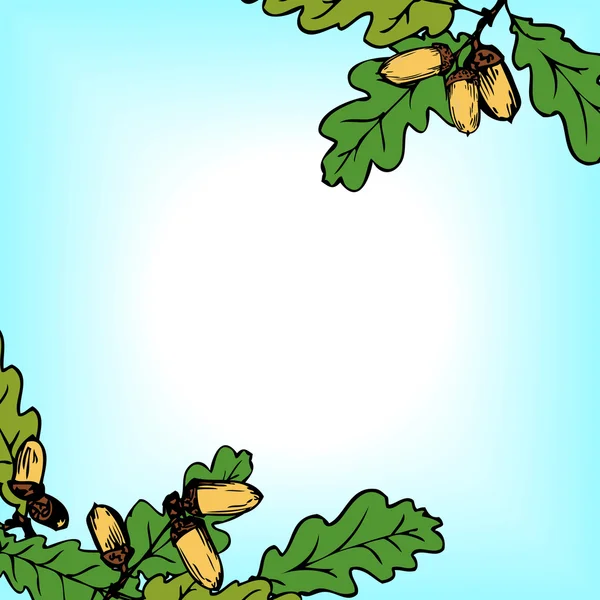 线描橡树枝花卉框架 — 图库矢量图片