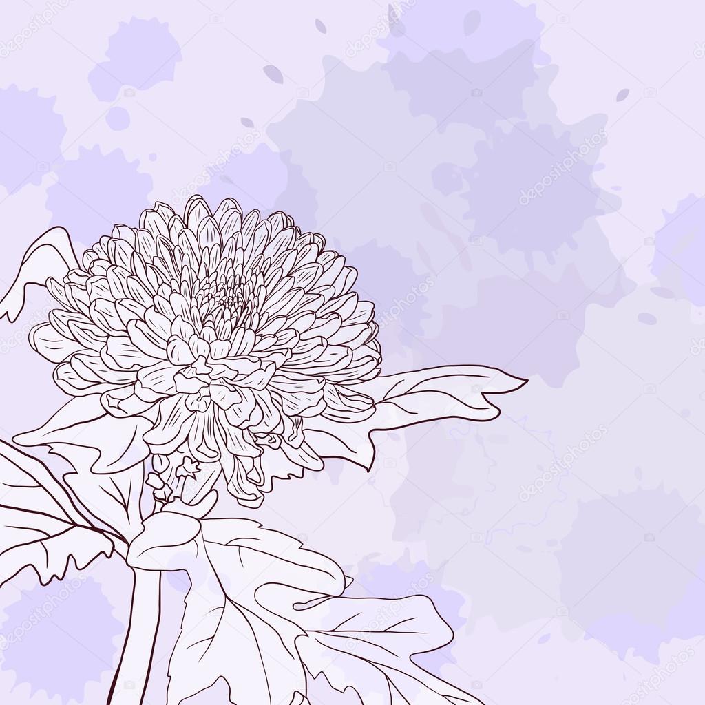 Floral card with chrysanthemum