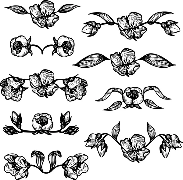 ビンテージ花のデザイン要素 — ストックベクタ