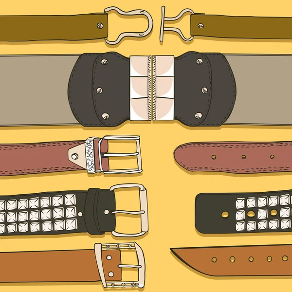 Conjunto de cinturones vintage — Archivo Imágenes Vectoriales