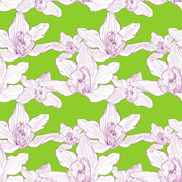 Seamless pattern with orchids — Stock Vector