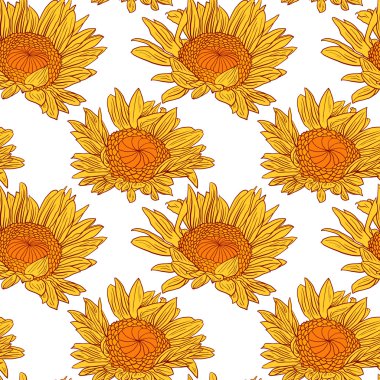 Ayçiçekleri ile vektörsüz desen