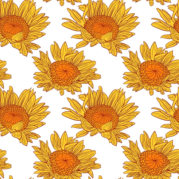 Vektor nahtloses Muster mit Sonnenblumen — Stockvektor