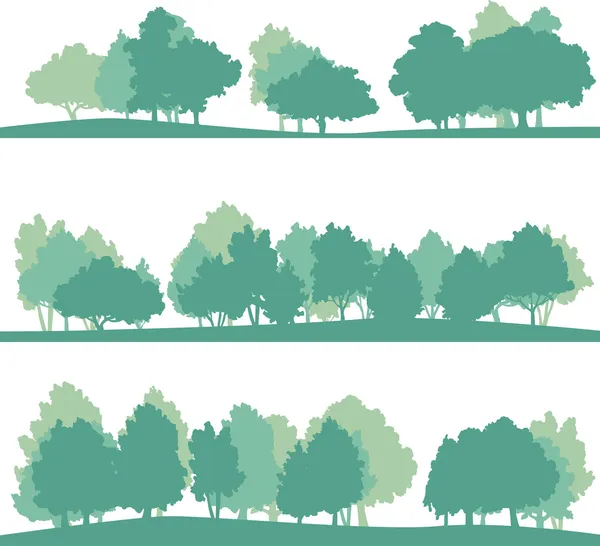 Conjunto de diferentes paisajes con árboles — Vector de stock