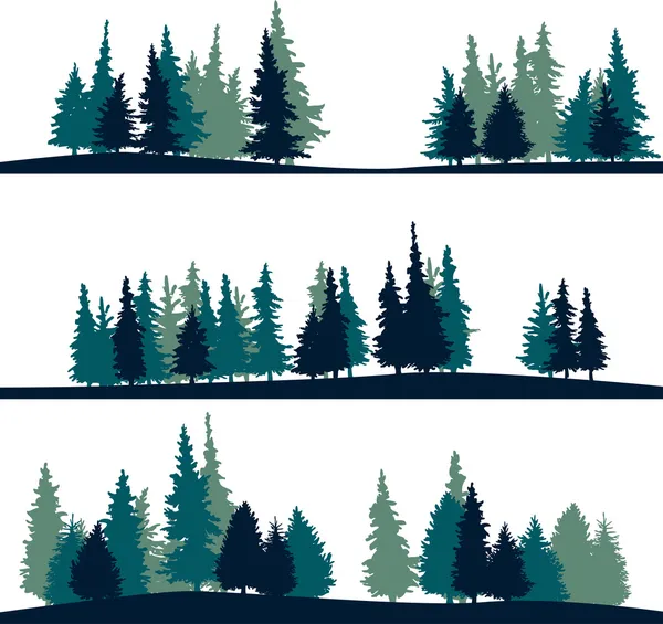 Aantal verschillende landschap met dennen — Stockvector