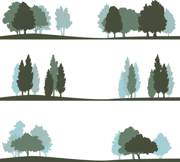 Σύνολο διαφορετικό τοπίο με δέντρα — Διανυσματικό Αρχείο