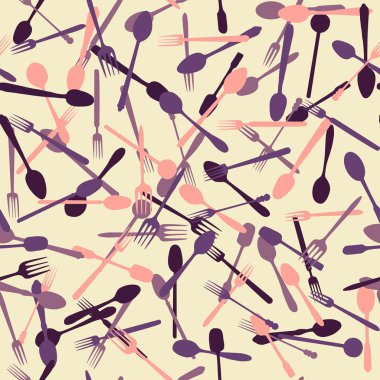 kaşık ve çatal ile sorunsuz vektör desen