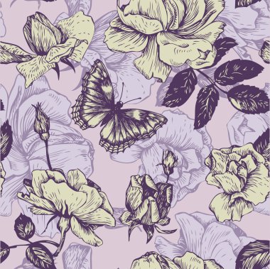 vintage vector seamless floral pattern clipart