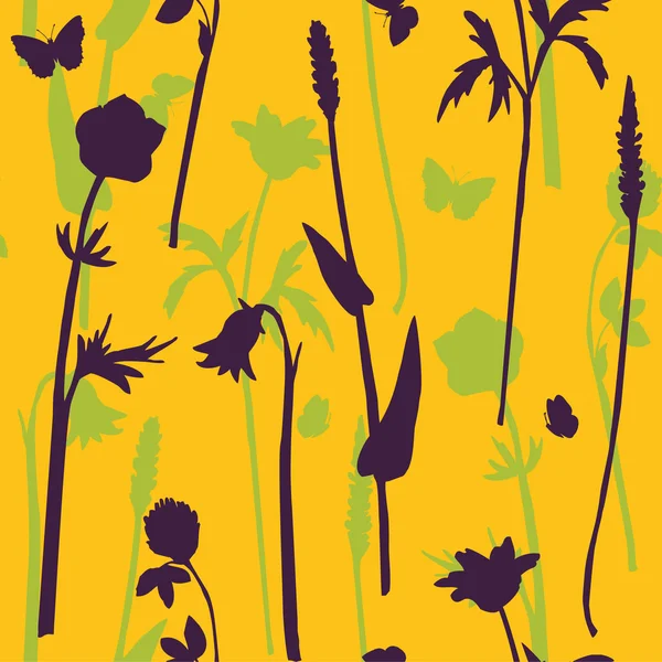 Motif sans couture vectoriel avec des herbes — Image vectorielle
