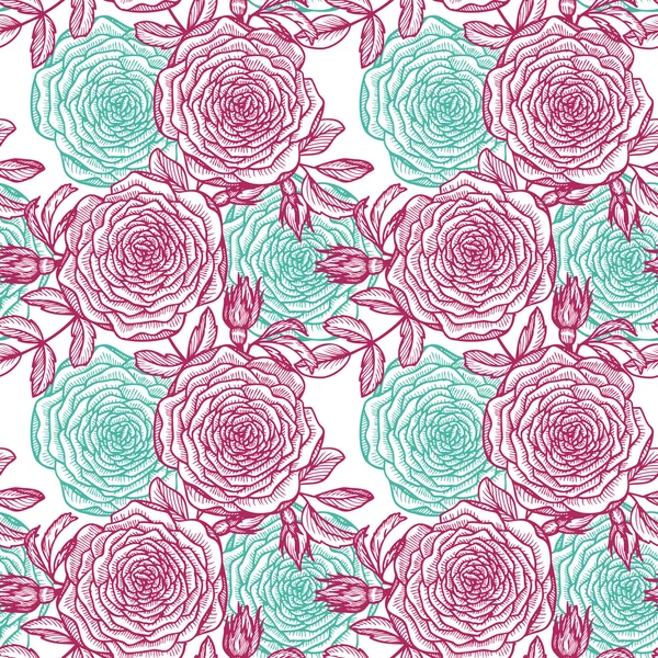 Vector patrón floral sin costura con rosa — Archivo Imágenes Vectoriales