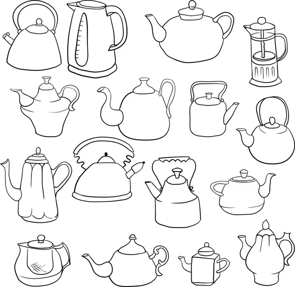 Набор чайников — стоковый вектор