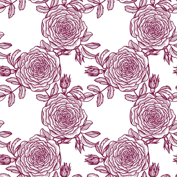 Motif floral vectoriel sans couture avec rose — Image vectorielle
