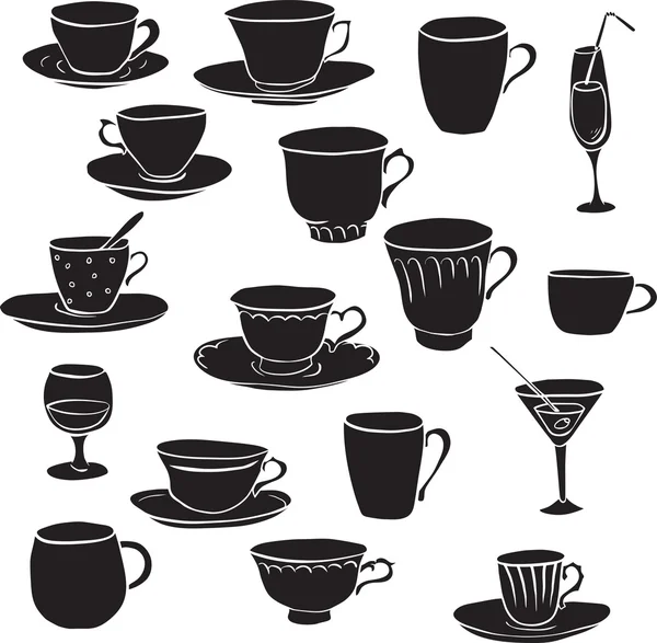 Set of teacups — Stock Vector