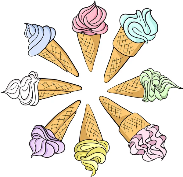 Set of different ice creams — Stock Vector