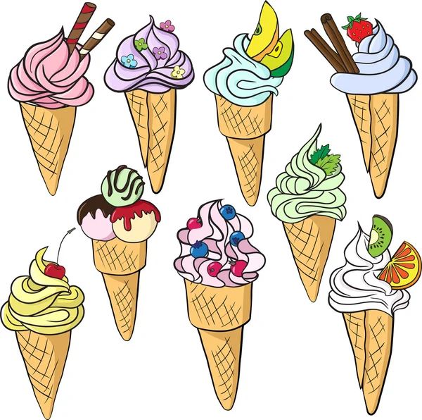 Set of different ice creams — Stock Vector