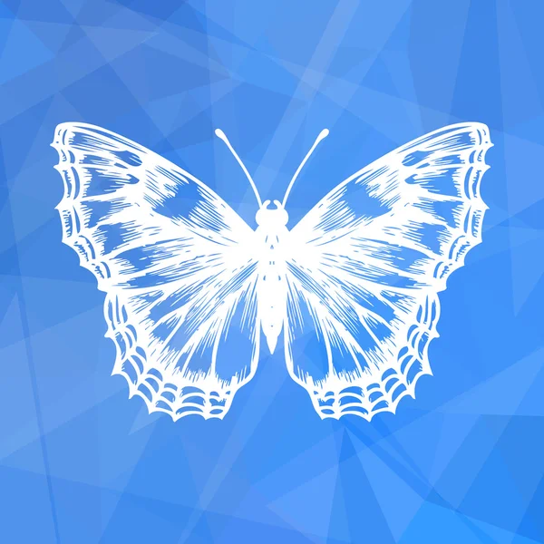 Abstract geometric blue background with butterfly — Stock Vector