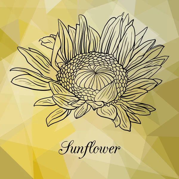 Abstrait fond géométrique jaune avec fleur — Image vectorielle