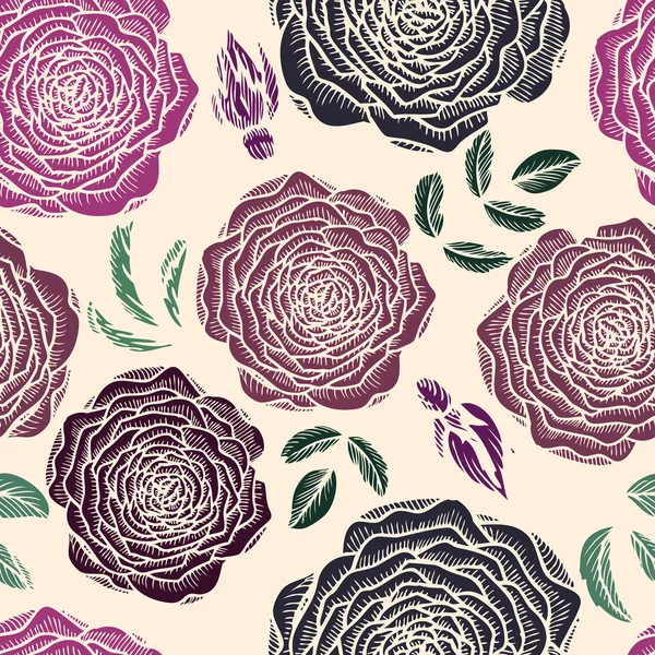 Διάνυσμα άνευ ραφής λουλουδάτο μοτίβο με τριαντάφυλλα — Διανυσματικό Αρχείο