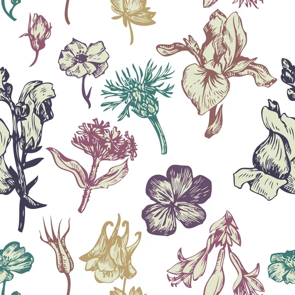 Motif floral vectoriel vintage sans couture — Image vectorielle