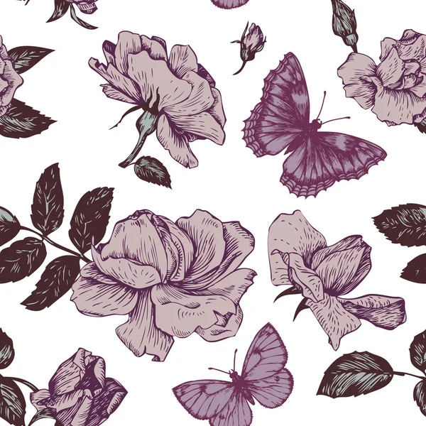 Motif floral vectoriel vintage sans couture — Image vectorielle