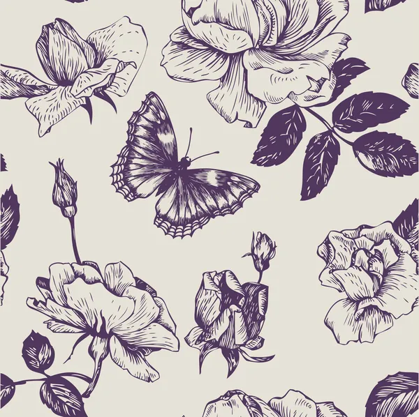 Motif floral vectoriel vintage sans couture — Image vectorielle