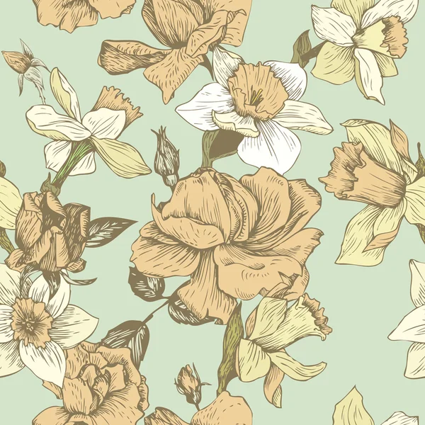 Vintage vector seamless floral pattern — Stock Vector