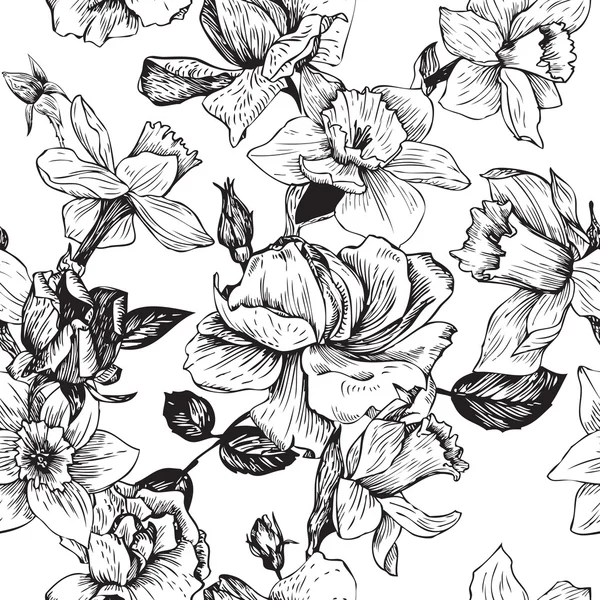 Motif floral vectoriel vintage sans couture — Image vectorielle
