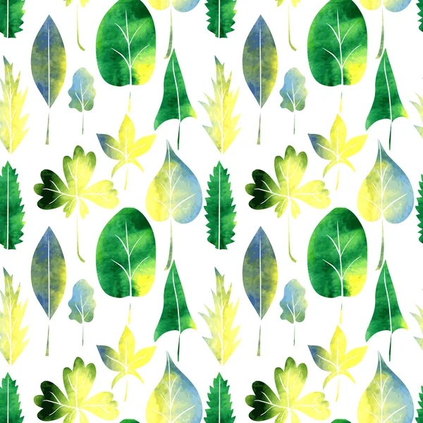 Seamless vector watercolor pattern with leaves — Stock Vector