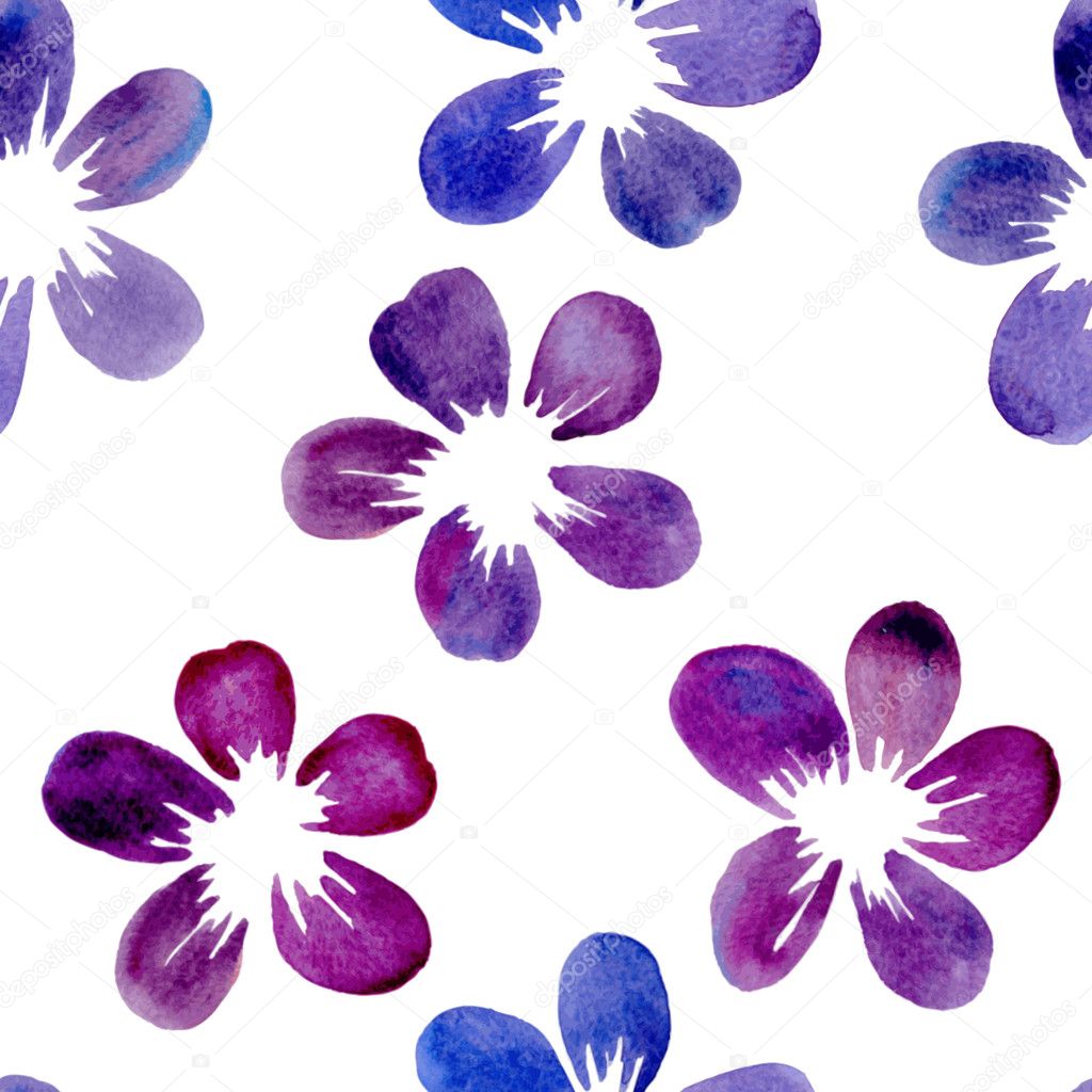 vector seamless pattern with watercolor flowers