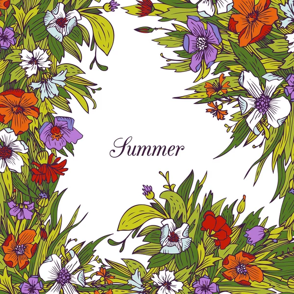 Cadre floral avec fleurs — Image vectorielle