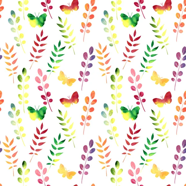 Vecteur motif aquarelle sans couture avec des feuilles — Image vectorielle