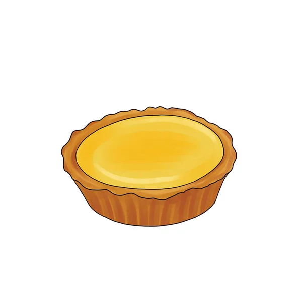 Menggambar sketsa kue, tart telur — Stok Foto