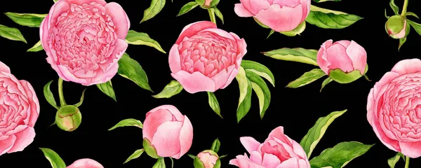 水彩画で花を描くシームレスなパターン — ストック写真