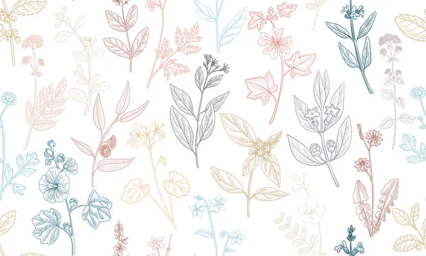 Vector drawing floral seamless pattern — Vetor de Stock