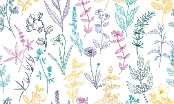 Vector drawing floral seamless pattern — Archivo Imágenes Vectoriales