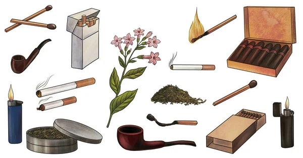 Drawing smoking set — Stock Photo, Image