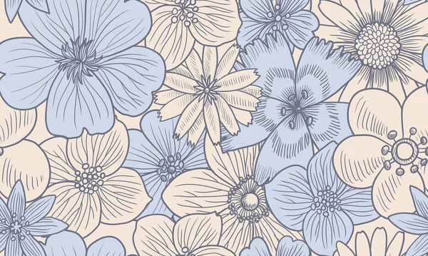 Vector naadloos patroon met bloemen — Stockvector