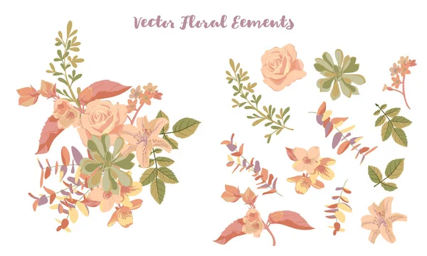 Векторний малюнок композиція з квітами — стоковий вектор