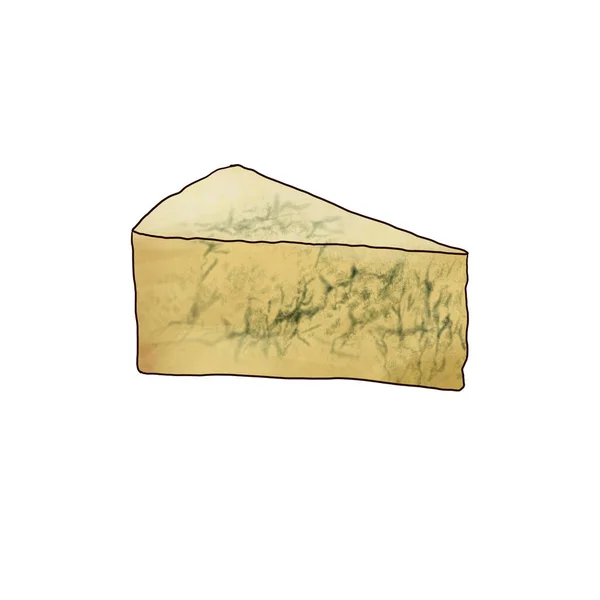Zeichnung Käse stilton isoliert auf weißem Hintergrund — Stockfoto