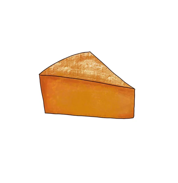Drawing red leicester cheese isolated at white background — Foto de Stock