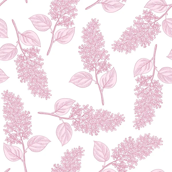 Vector drawing seamless pattern with branch of lilac — Archivo Imágenes Vectoriales