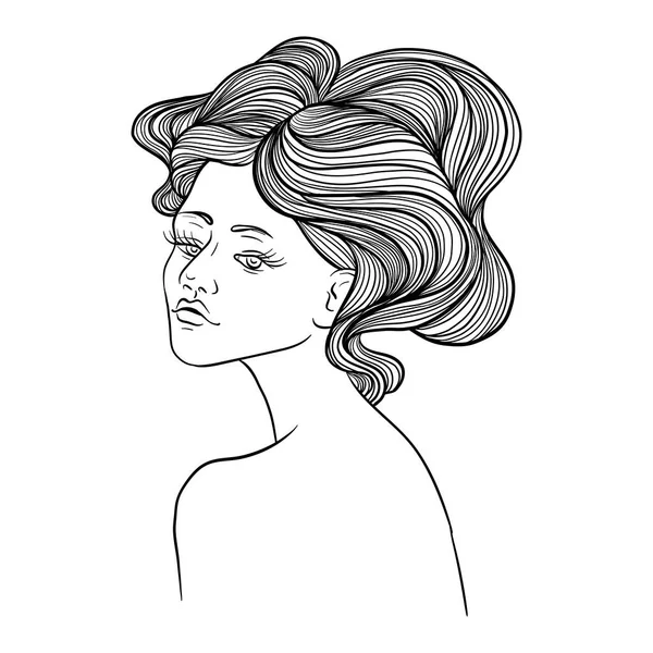 Vector drawing fantasy hair girl — Stock Vector