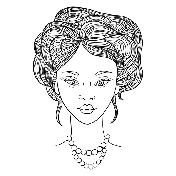 Vetor desenho fantasia cabelo asiático menina — Vetor de Stock