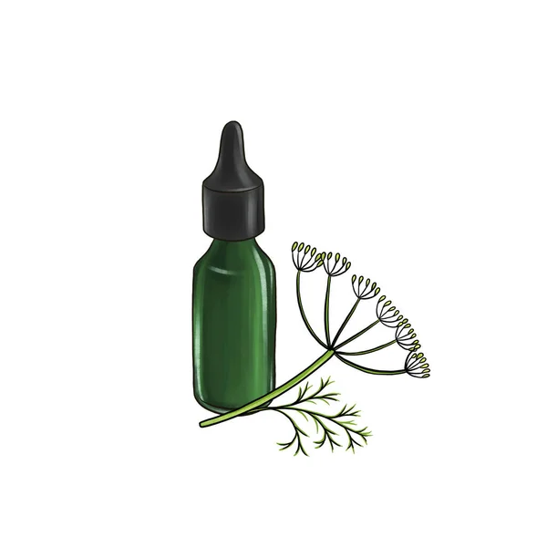 Drawing dill essential oil — Stock Photo, Image