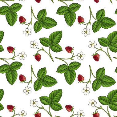 Çilek bitkisiyle kusursuz desen