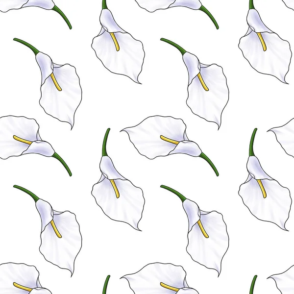 Bezszwowy wzór z kwiatem lilii arum — Zdjęcie stockowe