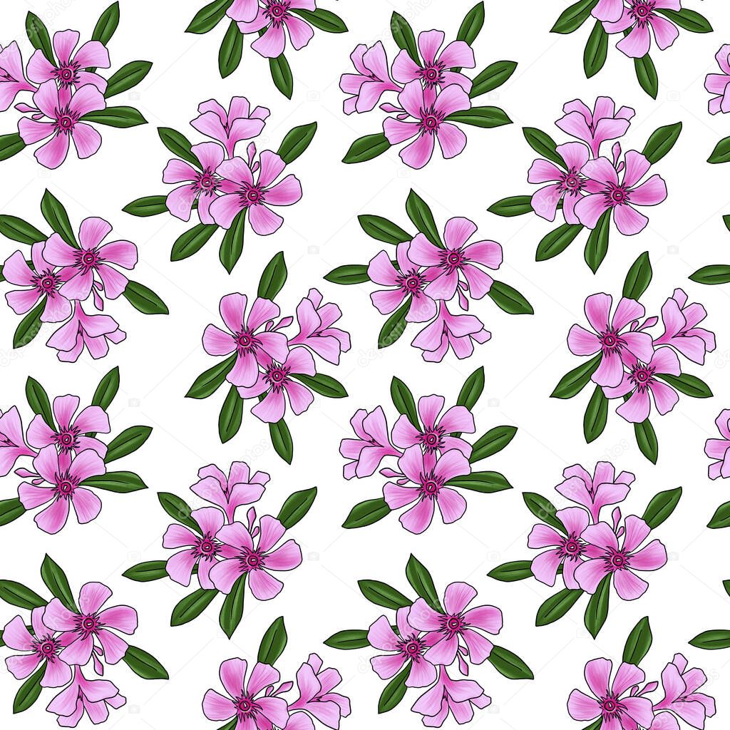seamless pattern with flower of oleander