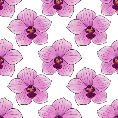 Pembe orkide çiçeğiyle kusursuz desen