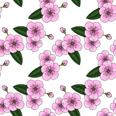 Kiraz çiçekleriyle kusursuz desen